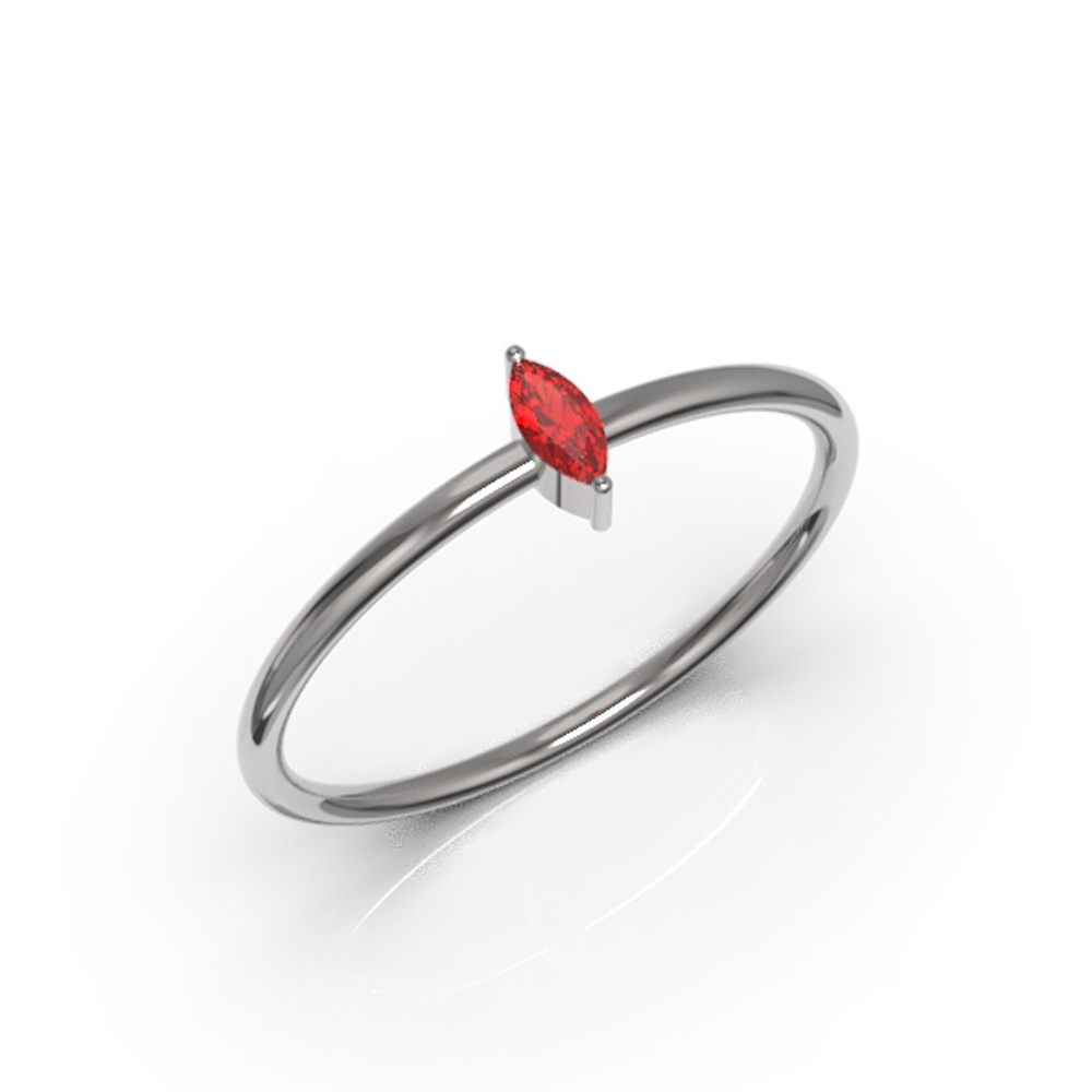 Solid 10k White Gold Marquise Cut Ruby CZ Ring